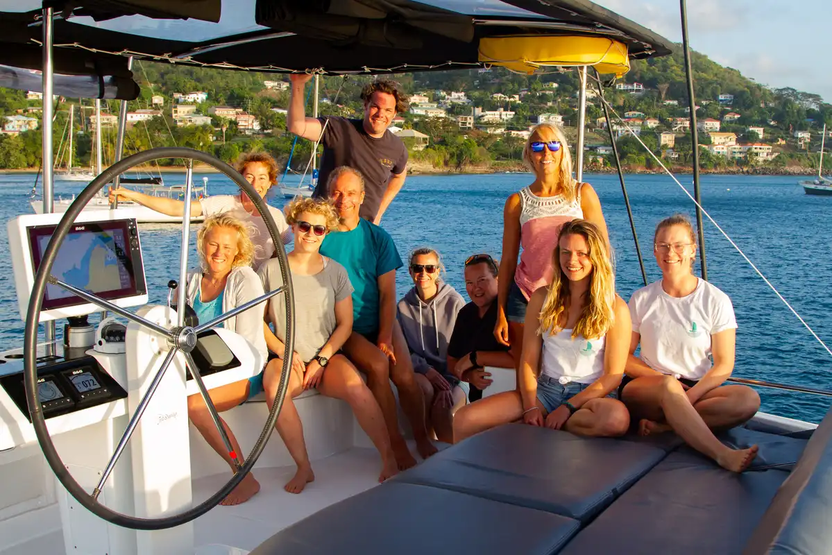 Eine fantastische Crew beim Kitecruise in der Karibik
